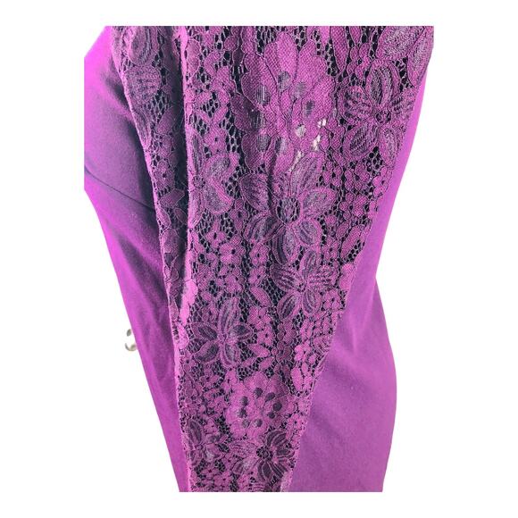 3765 PURPLE Shift Dress Womens 16 Lace Long Sleeve Knee Length Elegant Chiccore - Picture 5 of 10